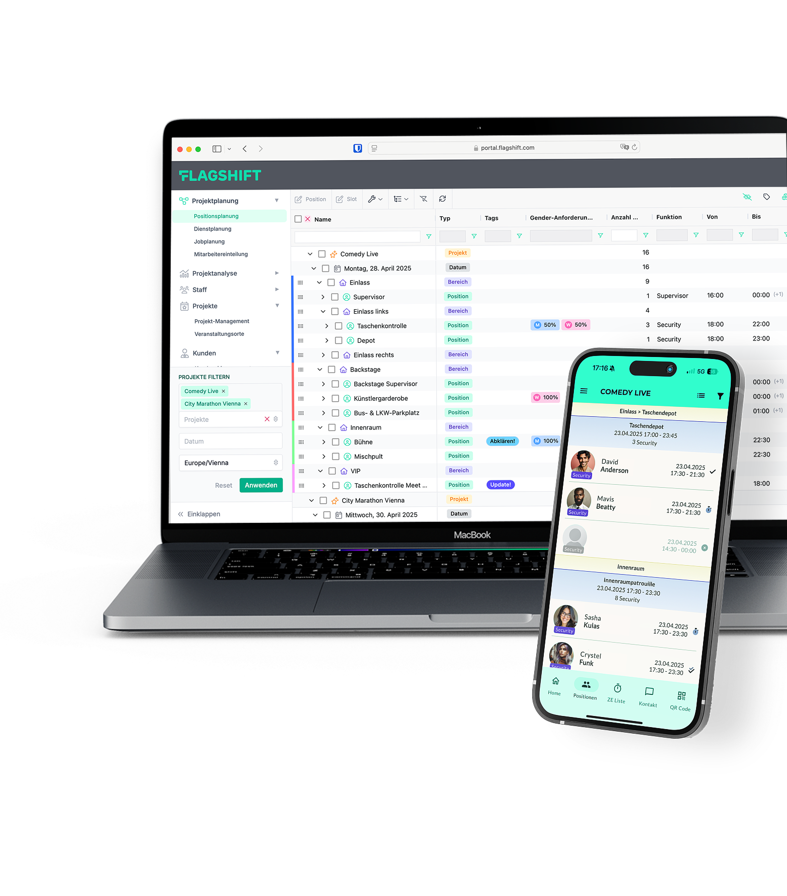 Flagshift Personalplanung Software Screenshots